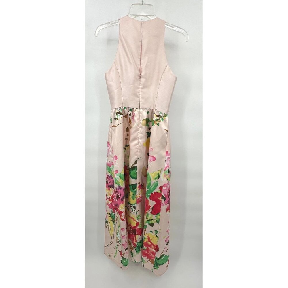 Alfred Sung Floral Maxi Dress Sleeveless Blush Bouquet Gown - Picture 5 of 11